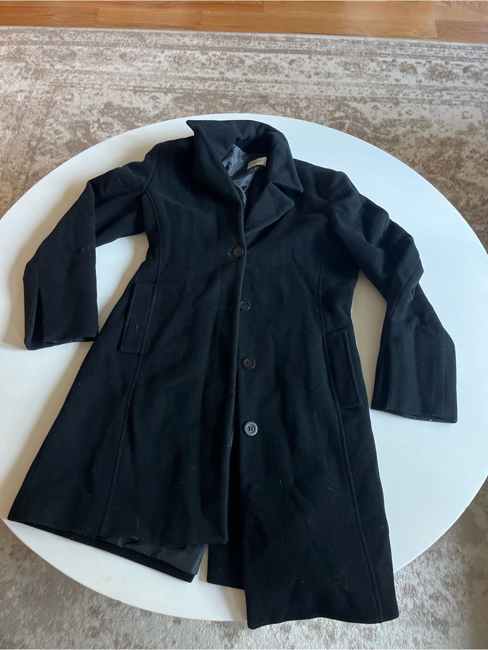 Italian Peacoat, Women’s Black Winter Wool Coat, Size 12